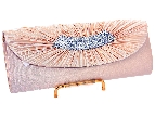 Rhinestone Embellished Satin Evening Bag in Champaign