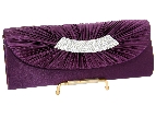 Rhinestone Embellished Satin Evening Bag in Purple