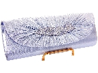 Rhinestone Embellished Satin Evening Bag in Silver