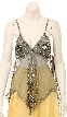 Spaghetti Strapped Sheer Sequined Top — in Gray