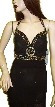 Halter Neck Sequined Top with Round Beadwork Patch — in Black/Multi