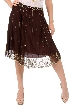 Bead Embellished Knee Length Skirt  — in Brown