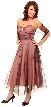 Strapless Ruched Medium Length Mesh Formal Dress