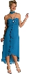 V Strapped Formal Prom Dress with Trailing Ruffles