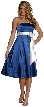 Strapless With Ivory Bow & Sash Prom Dress — in Navy/Ivory