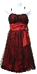 Rouched Shirred Short Cocktail Dress — in Black/Red