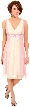 Knee Length V Neck Cocktail Dress with Waist Belt — in Dusty Rose/Ivory
