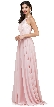 Lace Bodice Criss Cross Back Long Bridesmaid Dress — in Blush