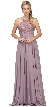 Lace Bodice Criss Cross Back Long Bridesmaid Dress — in Mocha