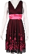 Two-Tone Knee Length Party Dress — in Black/Fuchsia closeup