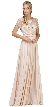 Boat Neck Half Sleeves Beaded Mesh Top Long Formal MOB Dress