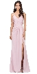 Deep V-Neck Pleated Bust Long Satin Formal Evening Dress