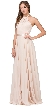 A-line High Neck Chiffon Long Bridesmaid Dress — in Champaign