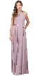 A-line High Neck Chiffon Long Bridesmaid Dress — in Mocha