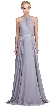 A-line High Neck Chiffon Long Bridesmaid Dress — in Silver