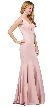 Deep V-Neck Drop Waist Long Formal Evening Dress — in Disty Pink
