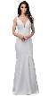 Deep V-Neck Drop Waist Long Formal Evening Dress — in Off White