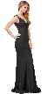 V-Neck Fitted Bodice Mermaid Skirt Long Formal Prom Gown.  — in Black