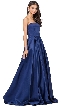 Strapless Puffy Skirt Long Prom Dress with Lace-up Corset — in Navy