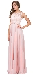 Lace Bodice Beaded Waist Long Chiffon Bridesmaid Dress
