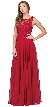 Lace Bodice Beaded Waist Long Chiffon Bridesmaid Dress — in Burgundy