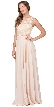 Lace Bodice Beaded Waist Long Chiffon Bridesmaid Dress — in Champaign