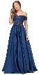 Long Off-the-Shoulder Lace & Satin Prom Dress.
