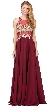 Lace Accent Sheer Mesh Bodice Long Prom Dress.