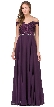 Cold Shoulder Beaded Lace Bodice Long Prom Dress — in Plum