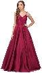 V-Neck Adjustable Straps Pleated Bust Long Prom Dress