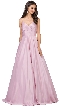 V-Neck Adjustable Straps Pleated Bust Long Prom Dress — in Dusty Pink
