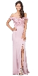 Off-the-Shoulder Lace Accent Top Long Prom Dress — in Dusty Pink