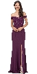 Off-the-Shoulder Lace Accent Top Long Prom Dress — in Plum