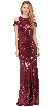 Cold Shoulder Keyhole Back Sequin Long Prom Dress — in Burgundy