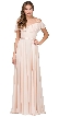 Cold Shoulder Frill Top Ribbon Waist Long Bridesmaid Dress