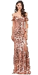 Cold Shoulder Sweetheart Neck Long Sequins Prom Dress — in Rose Gold