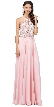 Embellished Bodice & Back Straps Long Prom Dress — in Blush