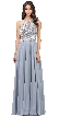 Embellished Bodice & Back Straps Long Prom Dress — in Silver