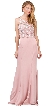 Bejeweled Bodice Round Neck Sleeveless Long Prom Dress — in Dusty Pink