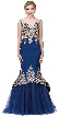 Lace Embellished Bodice Tulle Skirt Long Prom Dress — in Royal Blue