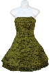 Shirred Short Party Dress — in Olive Green color