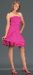 Shirred Short Party Dress — in Fuchsia color