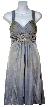 Ruched Overlap Bust Short Formal Party Dress — in Silver color