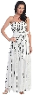 Two Tone Print Long Formal Prom Dress — in White/Black print
