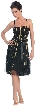 Printed Stripes over Mesh Party Prom Dress
