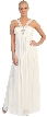 Halter V-Neck Empire Cut Formal Evening Dress — in Ivory