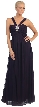 Halter V-Neck Empire Cut Formal Evening Dress — in Purple