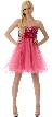 Strapless Flowered Waistline Sequin Party Dress — in Fuchsia
