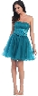 English Net Short Prom Dress With Flowered Waistline — in Teal