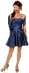 Shirred Bodice Short Party Dress with Bow Applique — in alternative image